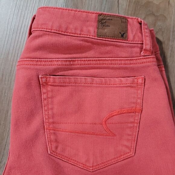 🔹️American Eagle Coral Stretch Skinny Jeans Size 4/27 - Picture 7 of 10
